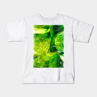 Water Droplets Green Leaves - For plant lovers Kids T-Shirt